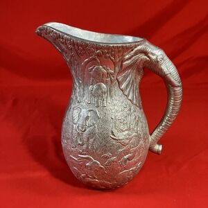 Vintage 1989 Arthur Court Designs Elephant Pitcher 64 Oz 10 Inch Aluminum
